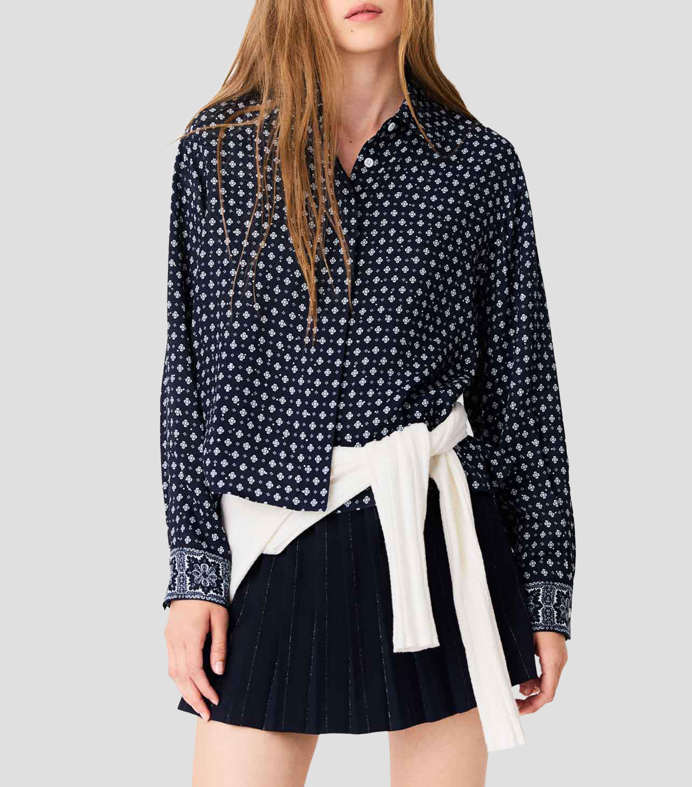 Camisa estampada manga larga Mujer